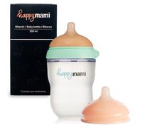 Happymami, Set Biberón Anticólico de Silicona Personalizado + Tetina, Diseño Anatómico, con Tetina Extra, Sin BPA, (Turquesa, 250 ml)