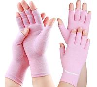 Happymart 2 pares de guantes de artritis para mujeres para dolor, guantes de compresión para alivio del túnel carpiano, osteoartritis reumatoide, guantes sin dedos para mujeres y hombres, escritura