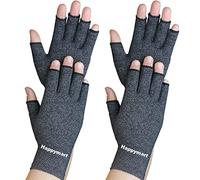 Happymart 2 pares de guantes para artritis, guantes de compresión de mano para reumatoides, alivio del dolor, túnel carpiano, hinchazón, soporte articular, guantes sin dedos para conducir para mujeres