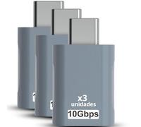 HappyMots - Adaptador USB C a USB | 3 Unidades de 3.0 (3.1) OTG con Velocidad 10Gb | Cuerpo Premium Zinc con Alta Resistencia al Calor | Adaptador USB a Tipo C | Cable Conversor Hembra | Color Plata