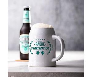 HappyMots Boccale da Birra Festa del Papà | Realizzato in Ceramica Bianca di Alta Qualità | Capacità di 700 ml | Adatto per Microonde e Lavastoviglie | Regalo Originale per il Padre