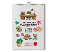 HappyMots Calendario Pared 2025 A3 | Diseñado para Organizar tu Año con Estilo | 12 Meses Calendario 2025 Pared español | Espacio Diario, Diseño Bonito y Gran Visibilidad | Perfecto para Organizarte