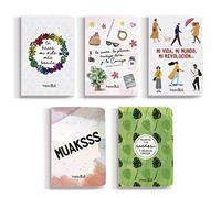 HappyMots Pack 5 Libretas A6 | 5 Diseños Diferentes | Libretas Bonitas para Escribir o Dibujar | 14,8 x 10,5 cm | Cuaderno A6 liso | Libretas pequeñas | Ideal para Regalar o como Bullet Journal