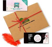 HappyMots - Pack Regalo para Parejas | 2 Talonarios de Vales + Pluma | sobre de cartón rígido Listo para Regalar con Mensaje “Tú Haces mi Mundo más Bonito” | San Valentín