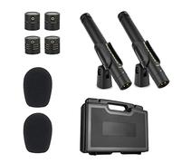 happymusic CM2 - Micrófono de Instrumento Profesional, Kit de micrófono Condensador de lápiz estéreo para grabación en Vivo, Ideal para batería, Guitarra acústica, Piano, Viento de Madera y percusión