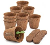 HappySeed 10x macetas de plantación de fibra de coco y pastillas de hidratación sin turba para un cultivo exitoso - ideal para esquejes y semillas - diferentes tamaños (0,05 L - Ø 6 cm)