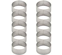 Happysnow 10 anillos redondos de 4,5 cm para tartas, perforado, inoxidable, sin costuras, con agujero