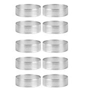 Happysnow 10 piezas anillos redondos para tartas con agujeros de acero inoxidable para frutas, pasteles, quiches, tartas, mousse, molde de cocina para hornear 7 cm
