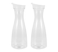 Happysnow 2 jarras de agua de plástico de 1 litro con tapas blancas, aptas para alimentos y reciclables, irrompibles