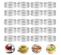 Happysnow 20 anillos redondos para tartas con agujero, pastel de frutas, quiches, tartas, mousse, cocina, molde para hornear, anillo perforado para mousse, 8 cm