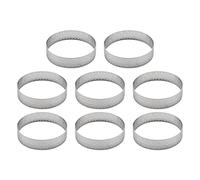 Happysnow Anillo para tartas de acero inoxidable de 8 piezas, resistente al calor, perforado para tartas, redondo, con forma de metal de 8 cm