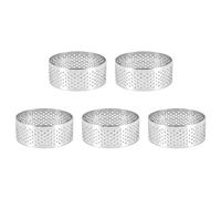 Happysnow Anillo perforado para tartas de acero inoxidable, 5 piezas de 5 cm Anillo perforado para pasteles de mousse, anillos redondos para tartas DIY para hornear anillos de postre
