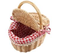 Happysnow Cesta de mimbre para picnic en casa de campo con tapa y forro para picnics, fiestas y barbacoas