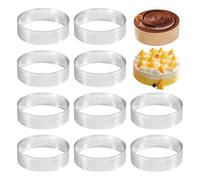 Happysnow Juego de 10 anillos para tartas de acero inoxidable con perforación, 10 cm de mousse de cocina y herramientas para moldes de tartas