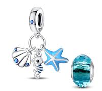 HappyStar 925 plata esterlina abalorios para pulseras Charm Bead Fit for Pandora pulsera mujer Dangle Pendant for Charms Bracelets(Con perlas de aislamiento)