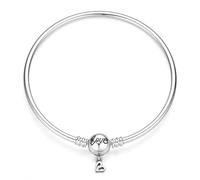 HappyStar Pulsera con colgante de plata de ley 925 para mujer, con cierre de cuentas estilo amor, para adaptarse a cualquier dije Pandora, regalo para adolescentes y mujeres, 7.9 inches/20 cm, Plata, Circonita preciosa