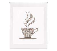 HappyStor Taza HSCC91018 Estor Enrollable Estampado Digital Cocina Tejido Traslúcido 100% Poliéster Medida Total Estor:120x180 (Solo Ancho Tela:116-117cm.)