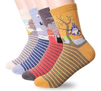 Happytree - Calcetines para mujer, con estampado de animación de Japón, Miyazaki Hayao, 4 pares, talla única