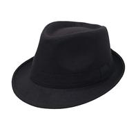 Happyupcity - Sombrero negro estructurado para hombre tipo Gangster Trilby Fedora Jazz, estilo Floppy Panama Gentleman, sombrero plano