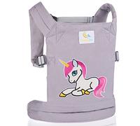 HappyVk- Mochila Portamuñecas de Juguete para Niños Pequeños, Porta Muñecas- Muñeca Transporte Delantera y Trasera- Gris-con Bordado de Unicornio