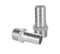 Happywins Manguera de acero inoxidable 304 para manguera de 2,5 cm a 2,5 cm NPT macho, para agua, combustible, accesorios de tubería de preparación casera, paquete de 2