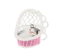 Happyyami 1 Juego Cesta Colgante Decoración Animal Juguetes Exteriores Para Niños Estatua De Animal Gato Mini Figura De Animal Figura Animal Falsa Lindo Animales Falsos Pelaje Artificial