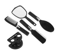 Happyyami 1 Juego espejo de tocador retro espejo de mano antiguo estaciones de pelo para estilista peines para mujer espejo de tocador antiguo el plastico Black