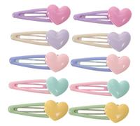 Happyyami 10 Piezas horquilla de amor estilo pasadores de pelo de corazón pinzas para el cabello niña chicas poli pasador de pelo de corazón pinzas para el cabello de resina el plastico