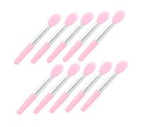 Happyyami 10 Pinceles de Labios de Silicona Tamaño Compacto Aplicadores Multiusos para Maquillaje Mujer Portátil para Sombra de Ojos y Mascarilla Labial Color Rosa Mango Rosa y Tubo