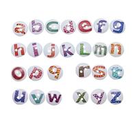 Happyyami 100piezas Botones de Madera con Letras Inglesas Impresas Redondos de Dos Decoración DIY para Costura y Manualidades Accesorios para Ropa Blanco
