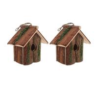 Happyyami 2 Casas para pájaros Estilo cabaña para colibríes - Nido Colgante Decorativo de Madera para pájaros - para jardín y Patio, realza la estética Exterior