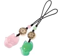 Happyyami 2 Colgantes para Teléfono Diseño de Animales en Jade y Cuerda de Nylon, Accesorios Ligeros y Únicos para Decorar Bolsos y Llaveros