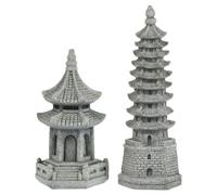 Happyyami 2 minifiguras de pagoda Zen en miniatura, pagoda hexagonal, miniatura, para manualidades, micro paisaje, hada, jardín, casa de muñecas