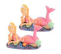 Happyyami 2 Piezas Adorno de Resina de Sirena Acuarios de Decoración Creativa Peceras y Acuarios de Dulce y Simulación de Sirena Decoración de Paisaje Acuático
