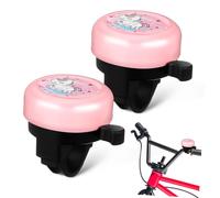 Happyyami 2 Piezas Campana Bicicleta Infantil Metal con Diseño Unicornio Rosa Resistente al para Bicicletas Scooters y Triciclos Niñas
