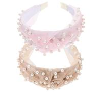 Happyyami 2 Piezas Diadema Decorativa de Perlas para Mujeres y Niñas de Perlas y Champán Diadema Multifuncional para Cuidado Facial y Maquillaje Accesorios Elegantes para Días y Spa