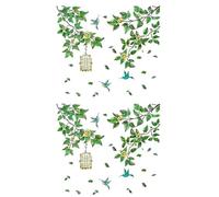 Happyyami 2hojas Pegatinas De Pared De Plantas y Pájaros Adhesivas Decoración Floral Para Salón Dormitorio y Habitaciones Infantiles Estilo Natural y Fresco Fácil Aplicación y Retiro