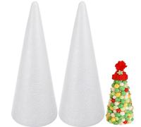 Happyyami 2pcs blanco de espuma de poliestireno para manualidades cono de espuma de poliestireno cono de espuma de poliestireno cono de Navidad forma de cono de espuma de espuma de árbol de 32x12cm