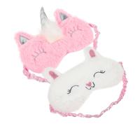 Happyyami 2Piezas Adorable Cartoon Sleep Masks Plush Eye Covers For Women Soft Night Masks For Napping And Travel Alpaca Horn Unicorn Designs