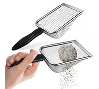Happyyami 2piezas Cat Litter Scoops De Acero Inoxidable Malla Limpiador para Gatos para Esquinas y Almacenamiento Compacto