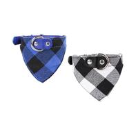 Happyyami 2piezas Collar Triangular De Pet para Perros y Gatos Bufanda De Patrón Cuadros De Azul y Negro