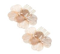 Happyyami 2piezas De Flores Doradas Hecha Mano Estilo Barroco Accesorios Cabello De Novia Para Dama De Honor y Peinados De Boda