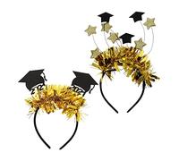 Happyyami 2piezas Diadema Sombrero De Doctorado Para Graduación Aros Cabello y Tocado De Fiesta Accesorios Cabello Color Dorado Temática De Graduación