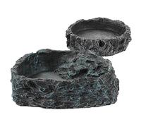 Happyyami 2piezas Tazón De Reptil Resistente De Resina para Comida y Agua Plato Decorativo y Funcional para Reptiles como Geckos y