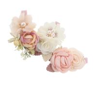 Happyyami 3 pasadores de flores para el pelo - Pinzas - Lazo de perlas de cristal para niñas, bebés, niños pequeños, adolescentes, bodas, novias, accesorios rosa