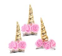 Happyyami 3 Piezas pinza de pelo novedad decorativo cabello estilo clips dibujos animados poli pasadores de cuerno de unicornio pasador de niñas pinza de pelo para niñas pasador de pelo tela