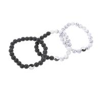 Happyyami 3piezas Pulsera De Cuentas Negro y Blanco Joyería De Amistad Beads Accesorio De Buena Suerte Para Hombres y Mujeres Pulsera De Estiramiento Para Uso Diario