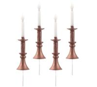 Happyyami 4 Candelabros Mini Portavelas de Mesa de Arena Lámparas Decorativas de Mini Casa Vela Blanca Luz Cálida Materiales para Dioramas y Decoración