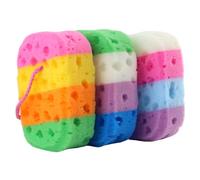 Happyyami 4 esponjas corporales para la ducha: esponjas exfoliantes con forma de panal para la limpieza de la ducha del baño - Estropajos de baño coloridos