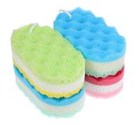 Happyyami 4 Esponjas de Ducha Exfoliantes Suaves y Limpieza Delicada Tamaño Grande de Esponja Natural Cuerda para Colgar para Baño y Cuidado Corporal